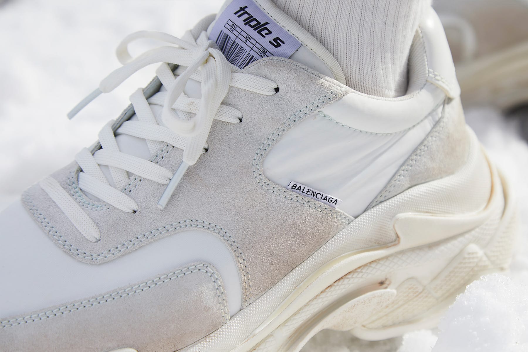 Balenciaga Vanille Triple S Trainers of Emily Cocklin on the